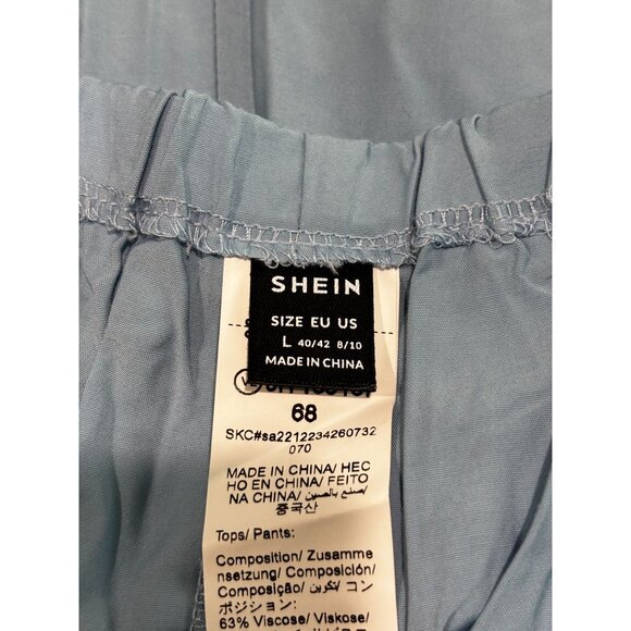Shein Light Blue Wide-Leg Pants L Viscose & Polyester - Picture 3 of 12